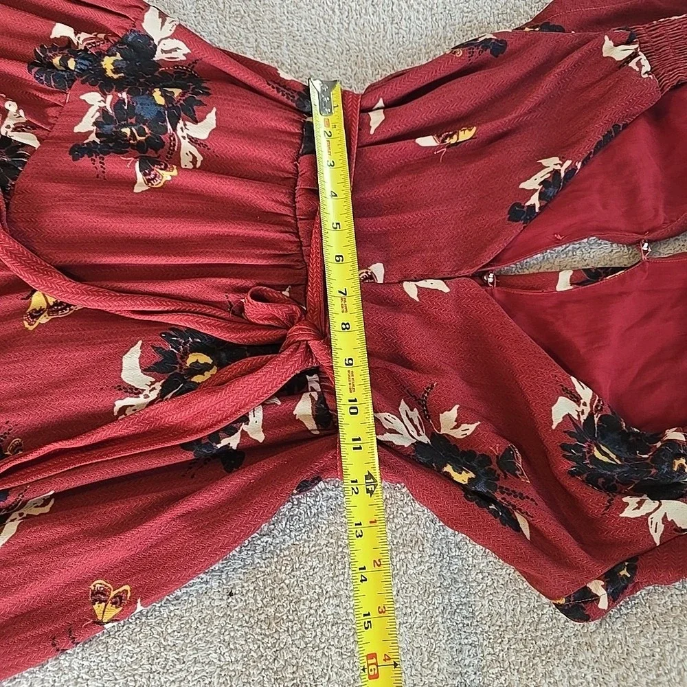 Free People All I Got Tiered Maxi Dress Size 0 Rust Butterfly Floral Front‎ Tie